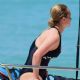 Hayden Panettiere in Black Swimsuit on a boat in Barbados
