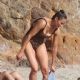 Paula Patton in Animal Print Swimsuit on Malibu Beach
