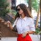 Emily Ratajkowski – In red pants out in New York