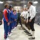 From left to right: PAUL SOTER as Jan Wolfhouse, JAY CHANDRASEKHAR as Barry, KEVIN HEFFERNAN as Landfill, STEVE LEMME as Fink, ERIK STOLHANSKE as Todd Wolfhouse, PHILIPPE BRENNINKMEYER as Herr Referee, ERIC CHRISTIAN OLSEN as Gunter, GUNTER SCHLIERKAMP as