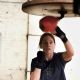 Hilary Swank as Maggie in Warner Bros. Pictures' drama Million Dollar Baby. The Malpaso production also stars Clint Eastwood and Morgan Freeman. Merie W. Wallace