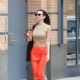 Emily Ratajkowski – In orange skirt out and in Manhattan’s TriBeCa area