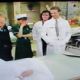 Keith Macey (right) with Warren Mitchell & John Bird, during filming of the 1987 Christmas Special of