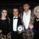 Annabel Giles, Midge Ure, Bob Geldof and Paula Yates with a special award for Band Aid at the 1985 Brit Awards