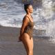 Paula Patton in Animal Print Swimsuit on Malibu Beach